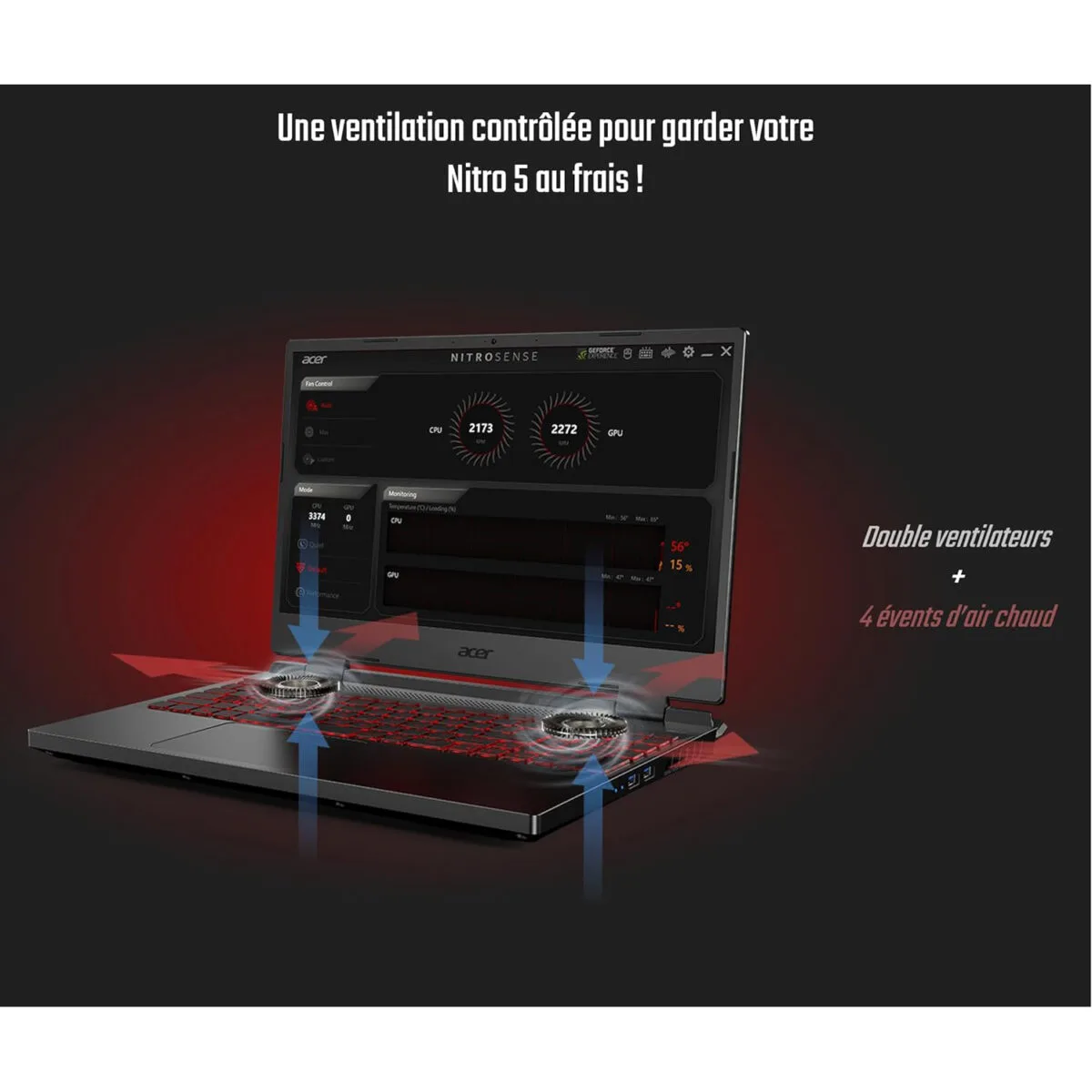 Acer Nitro 5 AN515-58-591R - i5 13420H, 16GB DDR5, 1To SSD, Nvidia RTX 3050, 15.6" - Vue 7
