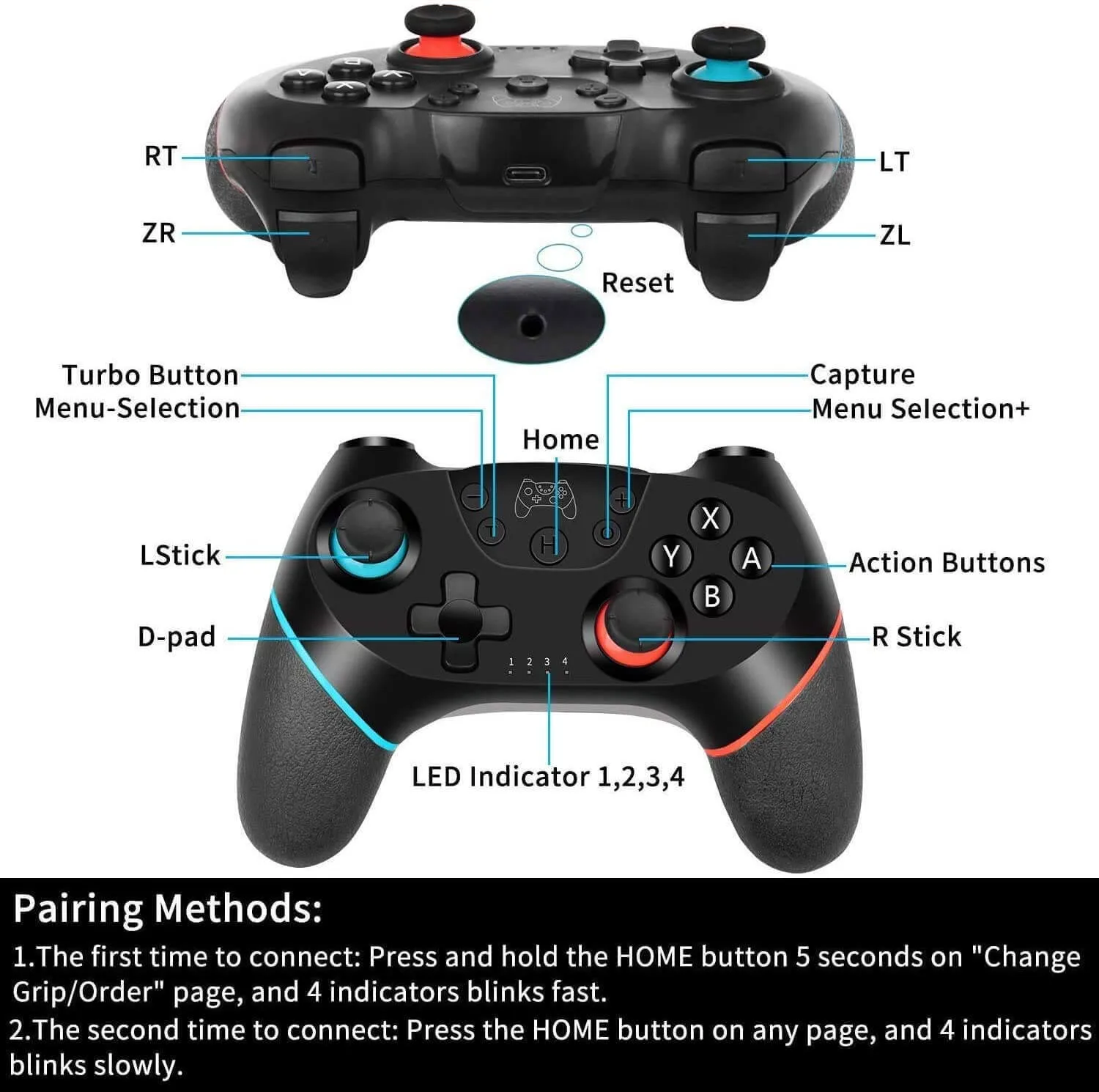 Manette Nintendo Switch Sans fil Maroc - Vue 3
